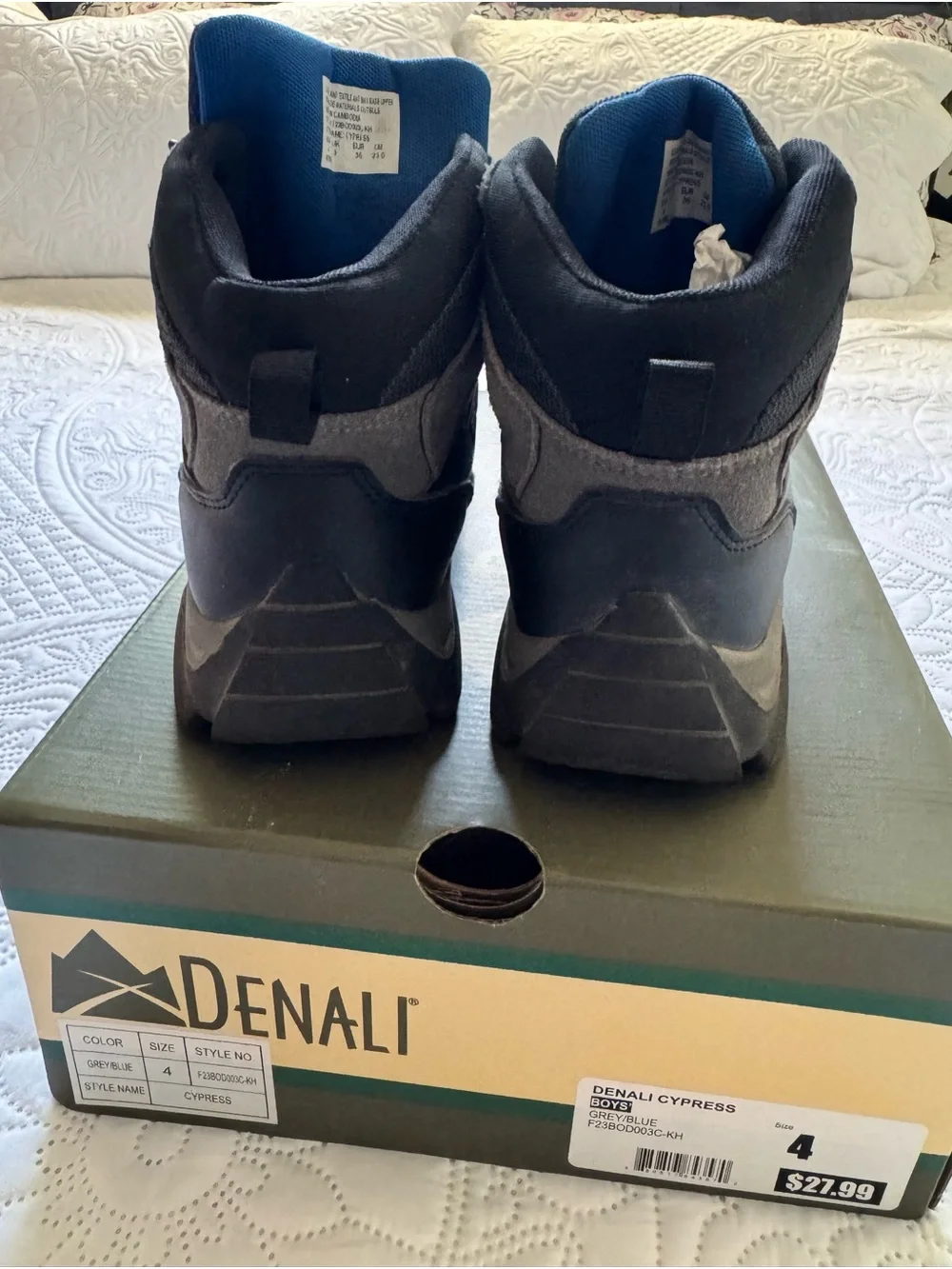 Kids' Black and Gray Waterproof Hiking Boots - Size 4
